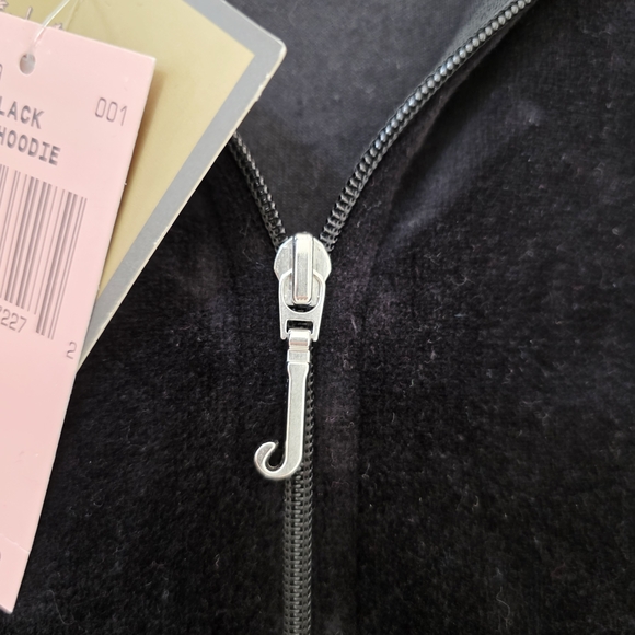 NWT XL Juicy Couture Black Pink Velour Zip-Up Hoodie Jacket Sparkly Westie Dog - Picture 7 of 7